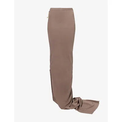 Rick Owens Womens Edfu Slit Cotton Maxi Skirt Dust