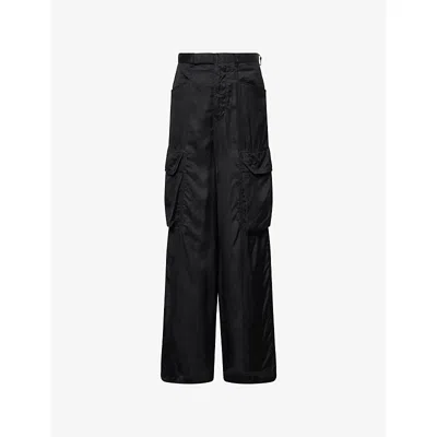 Rick Owens Womens Black Firbanks Relaxed Woven Trousers
