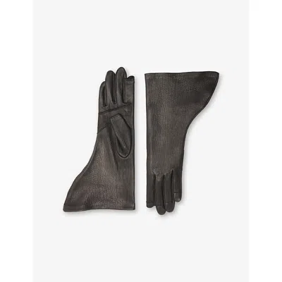 Rick Owens Womens Flared Leather Gloves Black