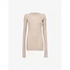 Rick Owens Womens  Basic Sheer Ribbed Long-sleeve Jersey T-shirt In Flesh
