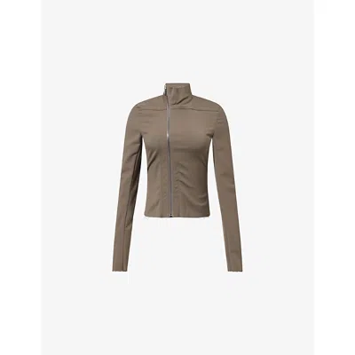 Rick Owens Womens Gary Asymmetrical-zip Wool-blend Jacket Dust In Brown