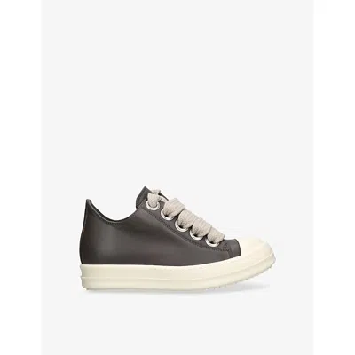 Rick Owens Womens Grey/d.cmb Jumbolace Low Leather Low-top Trainers Eur 40 / 7 Uk In Gray