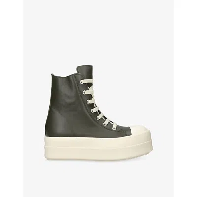 Rick Owens Womens Grey/d.cmb Ramone Bumper High Leather Trainers Eur 36 / 3 Uk In Gray