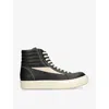 Rick Owens Black Cotton Sneakers With Contrast Stitching And Branded Leather Insole For Women In Blk/white