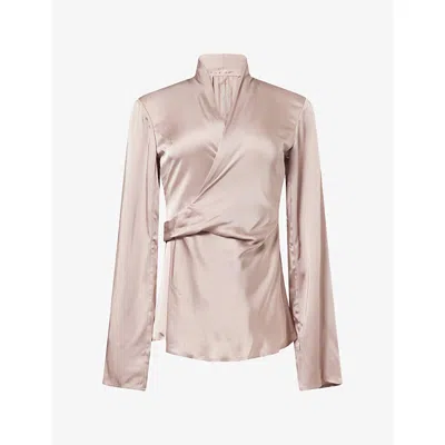 Rick Owens Womens Laura Wrap Satin Top Rose