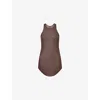 Rick Owens Womens Macassar Basic Rib Semi-sheer Knit Top In Brown