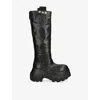Rick Owens Womens Black Mega Tractor Pull-on Leather Boots Eur 36 / 3 Uk In Black