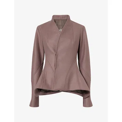 Rick Owens Womens Moog Peplum-hem Wool-blend Jacket Grape