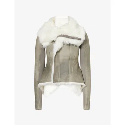Rick Owens Womens Naska Spread-collar Leather Jacket Drk Pearl Bleach In Multi