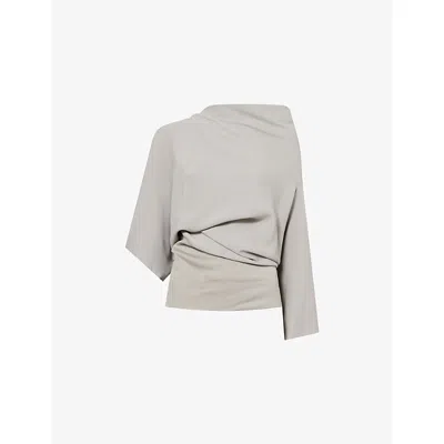 Rick Owens Womens Pearl Cylinder Cowl-neck Woven Top In Gray