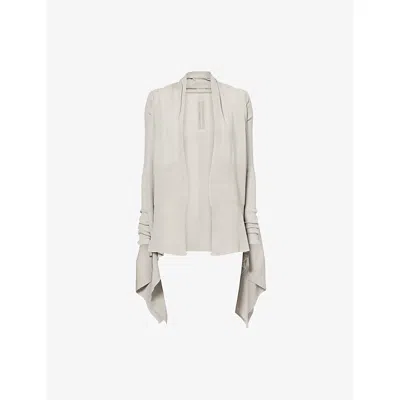 Rick Owens Womens Pearl Medium Wrap Asymmetric Wool Cardigan In Gray