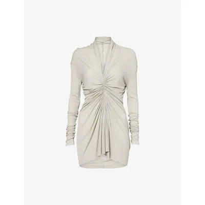 Rick Owens Womens Pearl Radiance Long-sleeve Woven Top In White