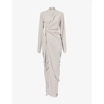 Rick Owens Womens Pearl Wrap Draped Woven Gown In White
