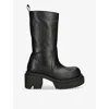 Rick Owens Womens Black Pull On Bogun Leather Heeled Knee-high Boots In Black