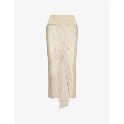 Rick Owens Womens Sand A-line Bias Satin Midi Skirt In Neutral