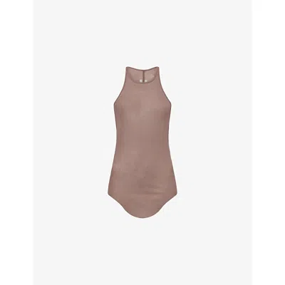 Rick Owens Womens Grape Basic Ribbed Silk-blend Tank Top In Purple