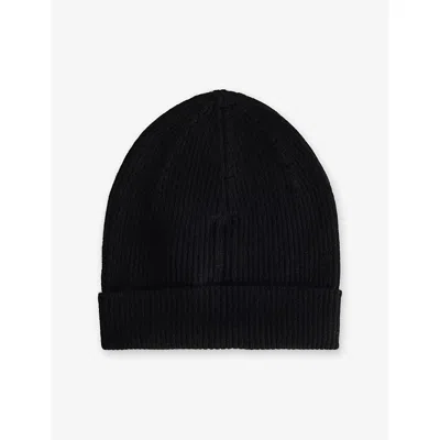 Rick Owens Womens Black Berretto In Maglia Rib-knit Wool Hat