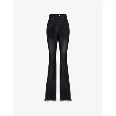 Rick Owens Womens  Bolan Mesh Bootcut Trousers In Black