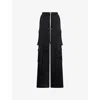Rick Owens Womens Black Cargobelas Wide-leg Satin Trousers In Black