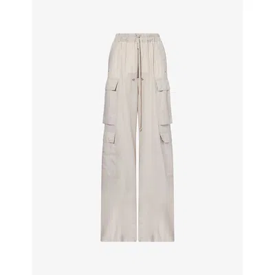 Rick Owens Womens Pearl Cargobelas Wool Trousers In White