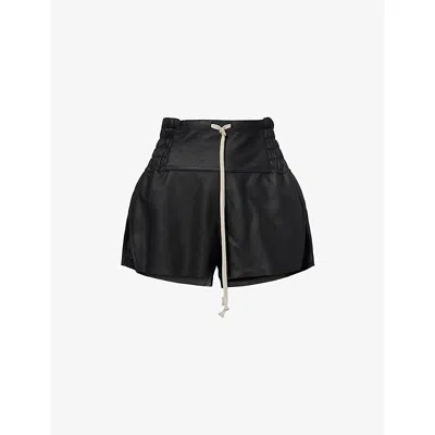 Rick Owens Womens Black Concordian Leather Boxer Shorts