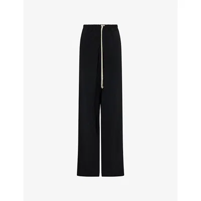 Rick Owens Womens Black Drawstring Wide-leg Cady-crepe Trousers