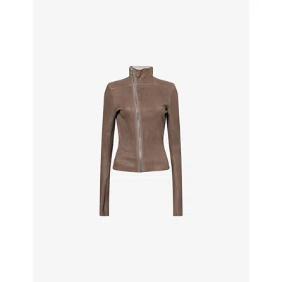 Rick Owens Womens Dust Gary Slim Leather Jacket In Brown