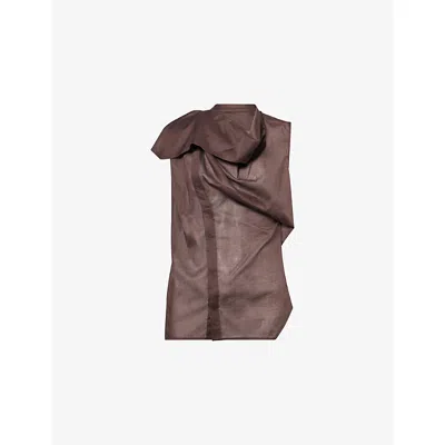 Rick Owens Womens Macassar Island Draped Sleeveless Cotton Shirt In Brown