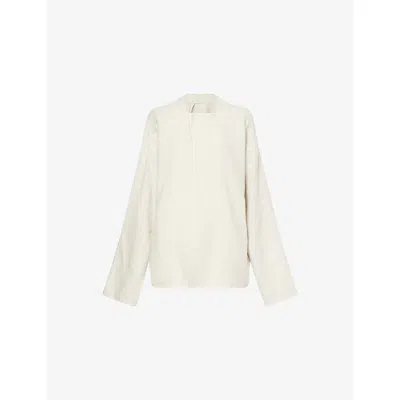 Rick Owens Womens Milk Pearl Island Relaxed-fit Wool-blend Jacket In White