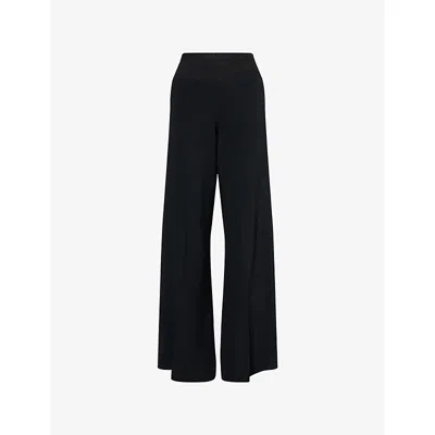 Rick Owens Womens Black Jumbo Bias Wide-leg Stretch-jersey Trousers
