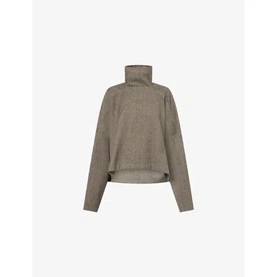 Rick Owens Womens Black Melange Jumbo Tabard Cropped Wool Top In Multi