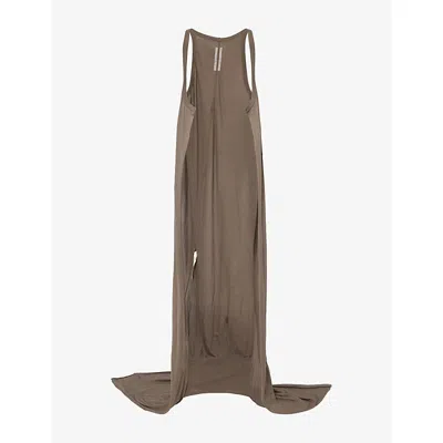 Rick Owens Womens  Sliced Pony Cotton Maxi Tank Top In Brown