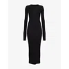 Rick Owens Womens Slim-fit Long-sleeves Ribbed Wool-blend Gown Black In Black