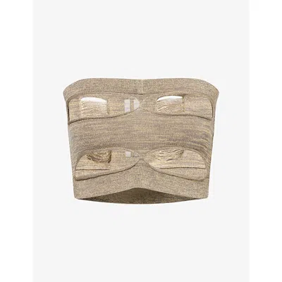 Rick Owens Womens Tanja Cropped Wool-blend Top Gold Xs