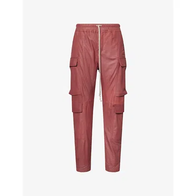 Rick Owens Womens Rosewood Mastodon Tapered-leg Leather Trousers In Brown