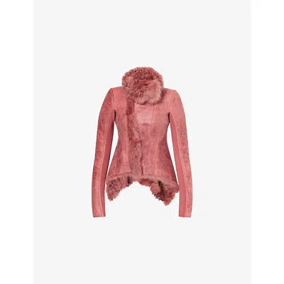 Rick Owens Womens Rosewood Naska Shearling Jacket In Brown