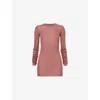 Rick Owens Womens Rosewood Ribbed Long-sleeves Woven Top In Nude