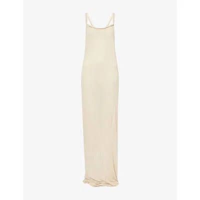 Rick Owens Womens Sand Sleeveless Temple Jersey Maxi Dress In Neutral