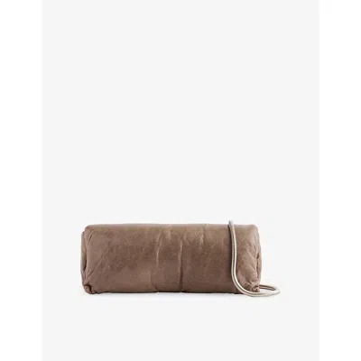 Rick Owens Womens Soft Elongated Leather Clutch Bag Dust