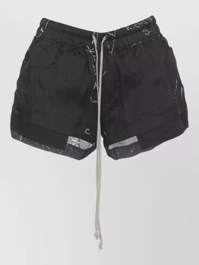 Rick Owens Womens Viscose Shorts Graphic Print Pockets In Black