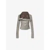 Rick Owens Womens Washed Indigo Classic Ribbed-panel Leather Jacket In Gray