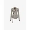 Rick Owens Womens Washed Indigo Hollywood Wrap-front Leather Jacket In Gray