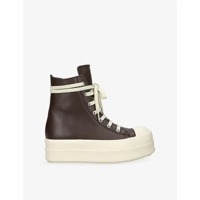 Rick Owens Womens Wine Ramone Bumper High Leather Trainers Eur 39 / 6 Uk In Burgundy