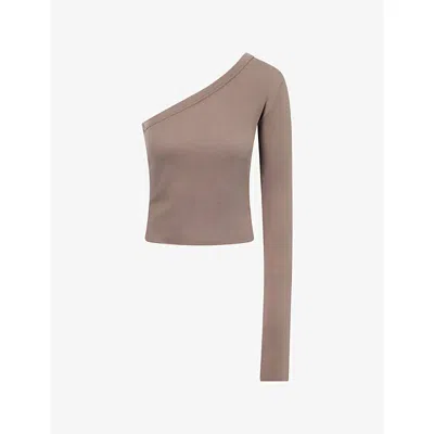 Rick Owens Womens Ziggy Asymmetric Cotton Top Dust