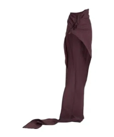 Rick Owens Wool Asymmetric Skirt In Brown