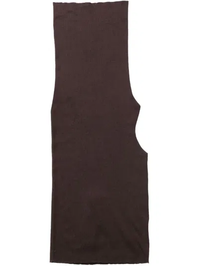 Rick Owens Wool Asymmetric Top In Brown