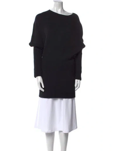 Pre-owned Rick Owens Wool Bateau Neckline Sweater In Black