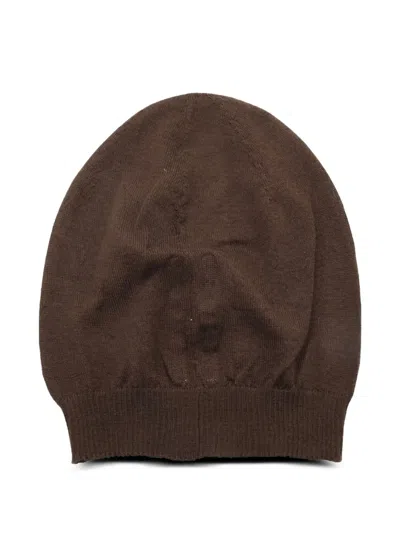 Rick Owens Wool Beanie In Brown
