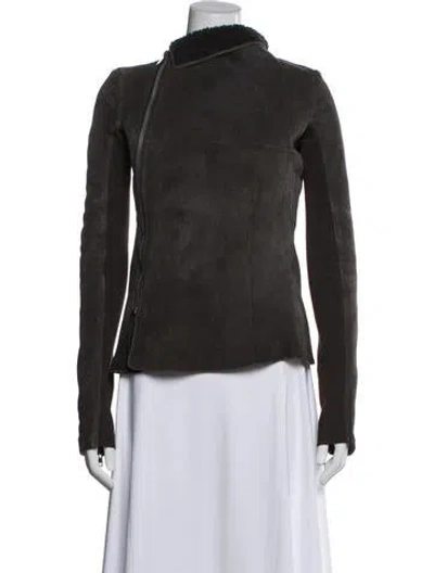 Pre-owned Rick Owens Wool Biker Jacket In Brown