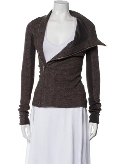 Pre-owned Rick Owens Wool Biker Jacket In Gray